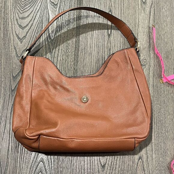 J.Jill Leather Hobo Satchel Black Lining Fold Over Clasp Faux Leather NWT - Picture 6 of 11